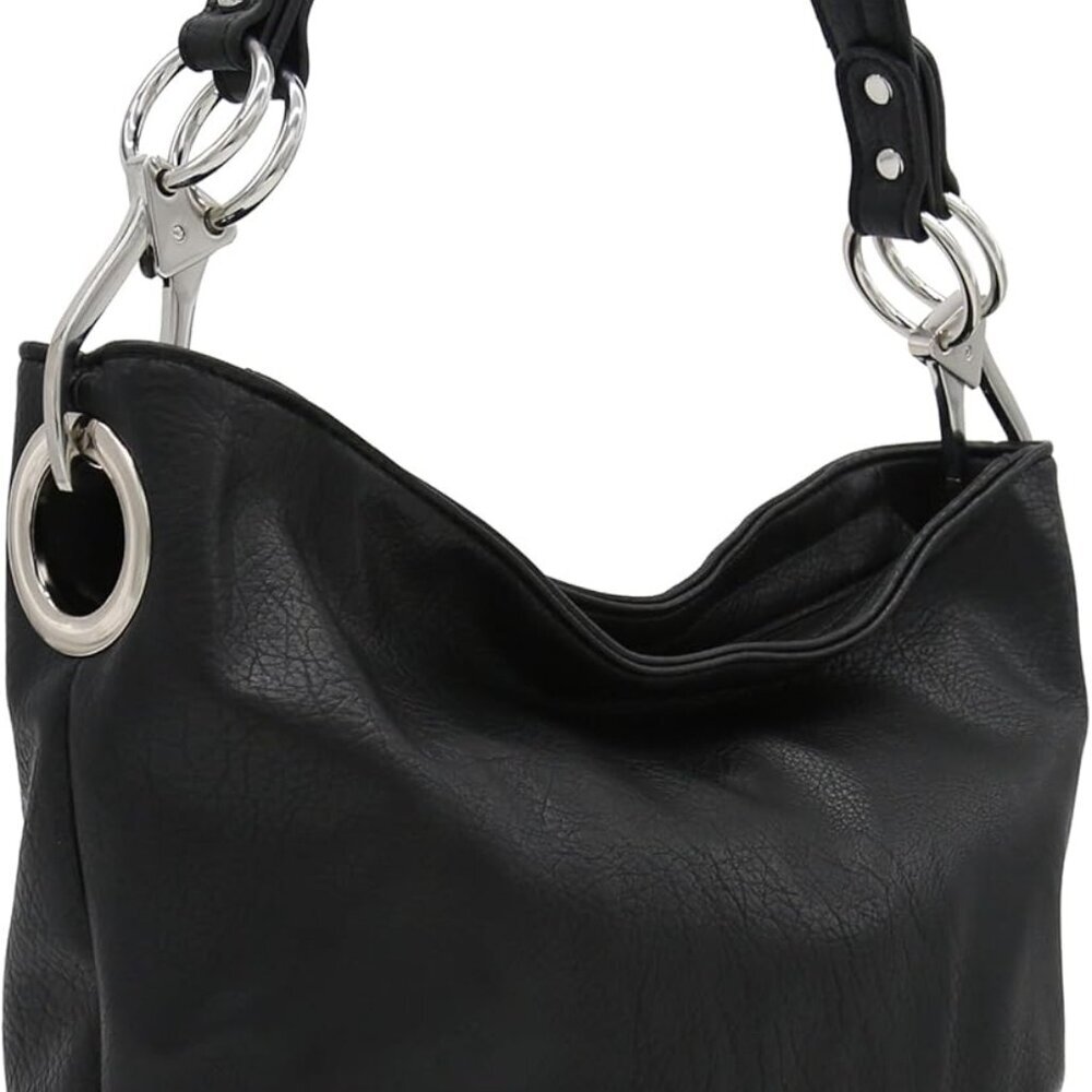Hobo Shoulder Bag with Big Snap Hook Hardware